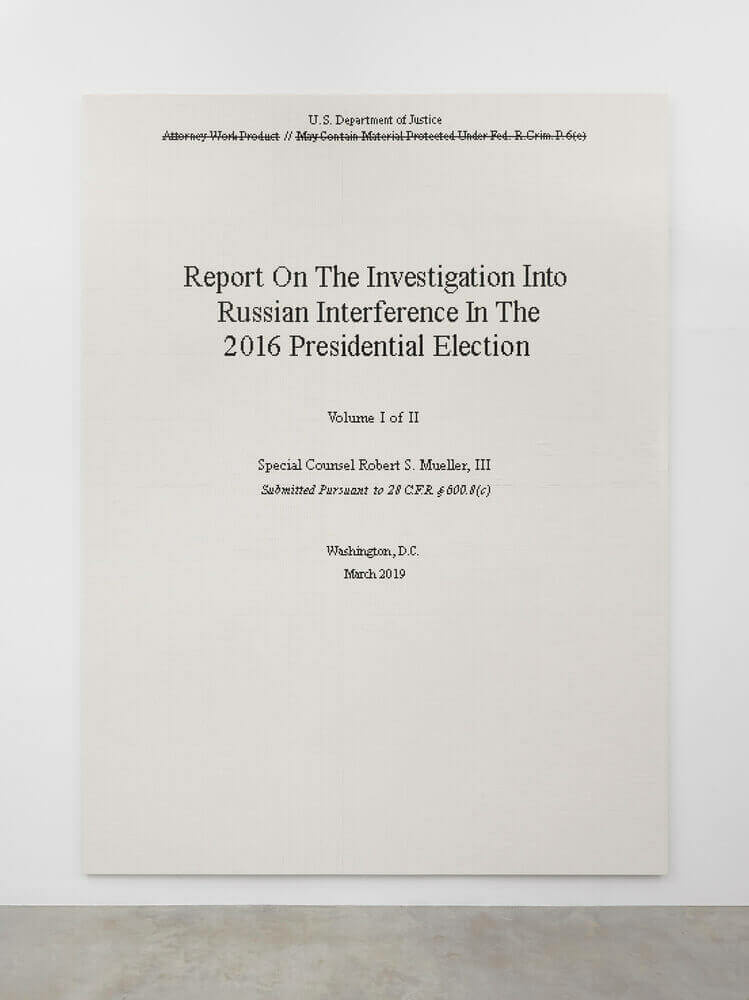 The Cover Page of The Mueller Report, Submitted to Attorney General William Barr by Robert Mueller on March 22, 2019